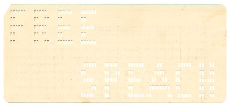 Item #39691 An original IBM punch card from the Berkeley Computer Center, University of California, on which the words ‘FREE SPEECH’ have been punched, c. early December 1964. FREE SPEECH MOVEMENT.