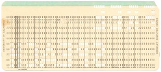 An original IBM punch card from the Berkeley Computer Center, University of California, on which the words ‘FREE SPEECH’ have been punched, c. early December 1964.