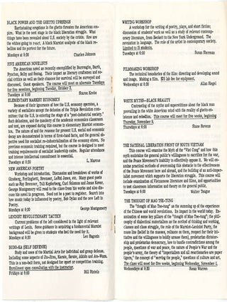FREE UNIVERSITY OF NEW YORK. A group of nine semester catalogues, beginning Fall 1965 through to Winter (January) 1968.