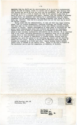 FREE UNIVERSITY NEWSLETTER. Untitled (Cleveland, OH: September 9, 1965).