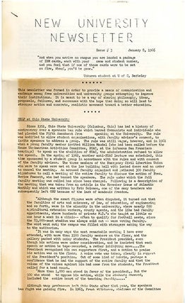 FREE UNIVERSITY NEWSLETTER. Untitled (Cleveland, OH: September 9, 1965).