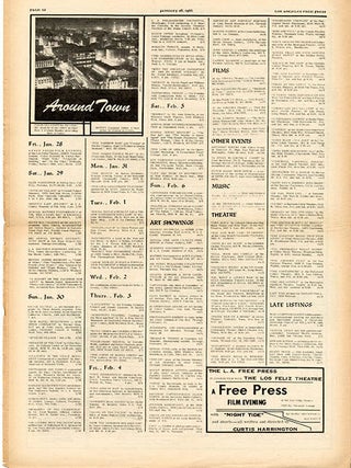 FREE UNIVERSITY OF CALIFORNIA. A two-column article on the Free University of California in LOS ANGELES FREE PRESS #79 (January 21, 1966) + qtr. page ad. (plus two further issues).