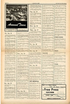 FREE UNIVERSITY OF CALIFORNIA. A two-column article on the Free University of California in LOS ANGELES FREE PRESS #79 (January 21, 1966) + qtr. page ad. (plus two further issues).