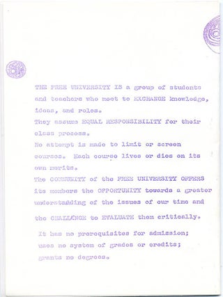 FREE UNIVERSITY OF PALO ALTO. Five semester catalogues: