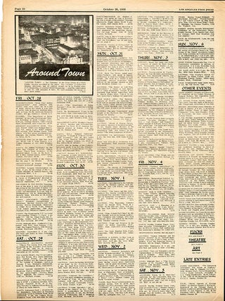 THE NEW LEFT SCHOOL OF LOS ANGELES. An article announcing the launch of “a new-fangled notion about learning - and teaching”, coordinated by Pierre Mandel, including “courses in Watts and other Black communties and in the Spanish-speaking east side”, in LOS ANGELES FREE PRESS #166 (September 22, 1967) + one further issue.