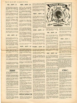 THE NEW LEFT SCHOOL OF LOS ANGELES. An article announcing the launch of “a new-fangled notion about learning - and teaching”, coordinated by Pierre Mandel, including “courses in Watts and other Black communties and in the Spanish-speaking east side”, in LOS ANGELES FREE PRESS #166 (September 22, 1967) + one further issue.