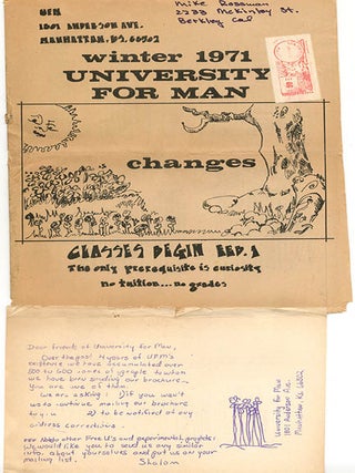THE UNIVERSITY FOR MAN. A group of five semester catalogues from the Free University in Manhattan, Kansas: