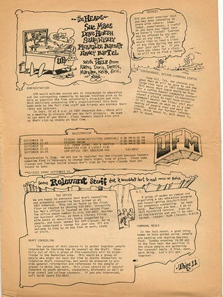 THE UNIVERSITY FOR MAN. A group of five semester catalogues from the Free University in Manhattan, Kansas: