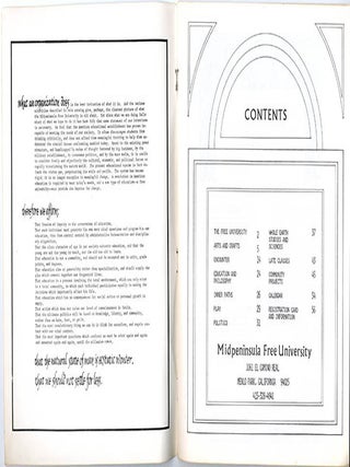 MIDPENINSULA FREE UNIVERSITY. A group of five semester catalogues: