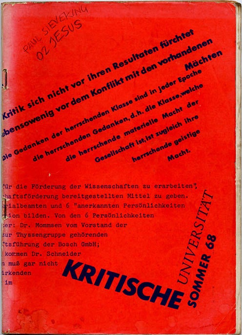 Item #39710 BERLIN FREE UNIVERSITY. Kritische Universität: Sommer 68 - Berichte und Programm. Berlin: Asta der Freien Universität Berlin, Politische Abteilung, 1968.