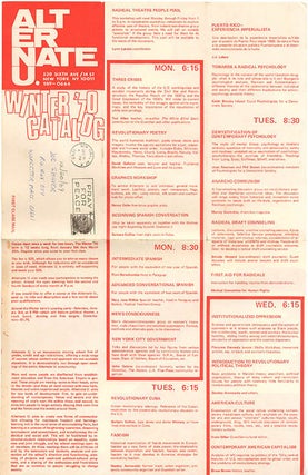 ALTERNATE U. A group of course catalogues: NY: Fall (October) 1969, Winter 1970 (December 1969), and Fall (September) 1970.