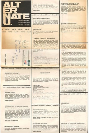 ALTERNATE U. A group of course catalogues: NY: Fall (October) 1969, Winter 1970 (December 1969), and Fall (September) 1970.