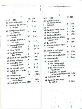 AMISTAD: THE FREE UNIVERSITY. Two course catalogues and an introductory handbill from the New Mexico alternative school. Albuquerque, NM: May-June, 1970.