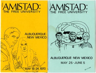 AMISTAD: THE FREE UNIVERSITY. Two course catalogues and an introductory handbill from the New Mexico alternative school. Albuquerque, NM: May-June, 1970.