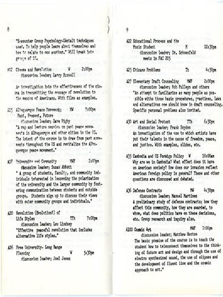 AMISTAD: THE FREE UNIVERSITY. Two course catalogues and an introductory handbill from the New Mexico alternative school. Albuquerque, NM: May-June, 1970.