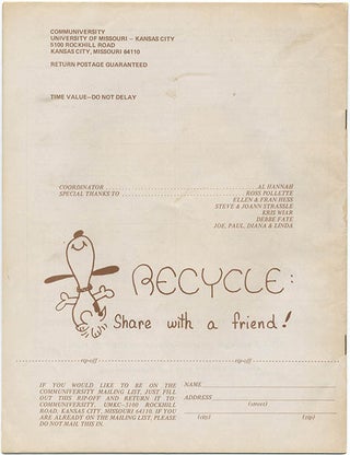 COMMUNIVERSITY. Summer ‘74 course catalogue (University of Missouri, Kansas City, 1974).