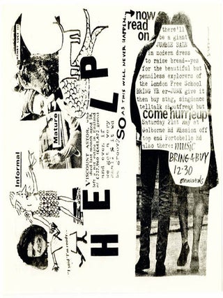 Item #39725 HELP. A flyer written and designed by Hoppy requesting donations for a jumble sale to...