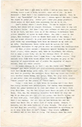 Item #39741 MANUSCRIPT. Typed manuscript (carbon copy) by Michael X