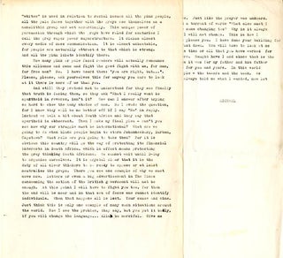 MANUSCRIPT. Typed manuscript (carbon copy) by Michael X.