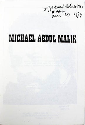 SOUVENIR PROGRAMME FOR THE OFFICIAL LYNCHING OF MICHAEL ABDUL MALIK with Poems, Stories, Sayings by the Condemned.