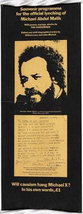 SOUVENIR PROGRAMME FOR THE OFFICIAL LYNCHING OF MICHAEL ABDUL MALIK with Poems, Stories, Sayings by the Condemned (+ poster).