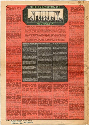 “The Execution of Michael X” (1pp.) by Geoffrey Robertson (one of Michael’s several lawyers) in THE LIVING DAYLIGHTS Vol. 2, #3 (Melbourne: January 22, 1974).