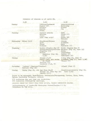 A complete set of catalogues issued by the Anti-University of London, including all three colour cover variants of the first.