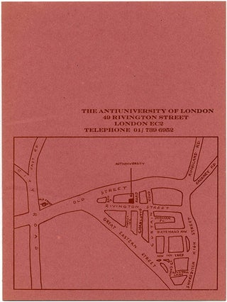 A complete set of catalogues issued by the Anti-University of London, including all three colour cover variants of the first.