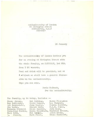 Item #39795 A group of thirteen flyers and documents issued by the Anti-University of London,...