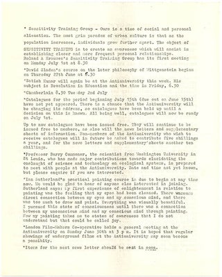 A group of thirteen flyers and documents issued by the Anti-University of London, most of them mimeographed, c. January - August, 1968.