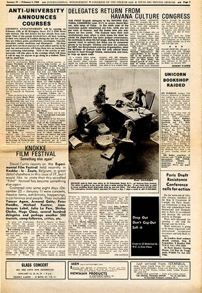 “Anti-University Announces Courses”, a qtr. page news feature on the Anti-U’s forthcoming opening, in IT #24 (London: February 1, 1968).