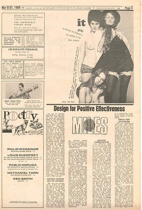 “Antiuniversity of London”, a short news update announcing schedule of meetings etc., in INTERNATIONAL TIMES #27 (London: March 8, 1968).