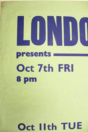 PINK FLOYD. An original London Free School poster including announcements for two ‘Pop Dances’ featuring The Pink Floyd at All Saints Hall, Notting Hill, on October 14 and 21, 1966.