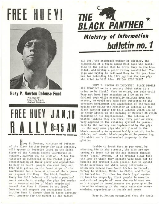 The Black Panther Ministry Of Information Bulletin No 1 Emeryville Branch Oakland Ca Nd 8473