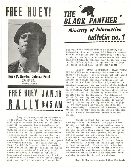 Item #39821 The Black Panther Ministry of Information Bulletin No. 1. Emeryville Branch, Oakland, CA: nd. (January 1968). BLACK PANTHER PARTY.