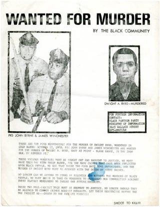 Item #39835 Wanted for Murder by the Black Community. BLACK PANTHER PARTY