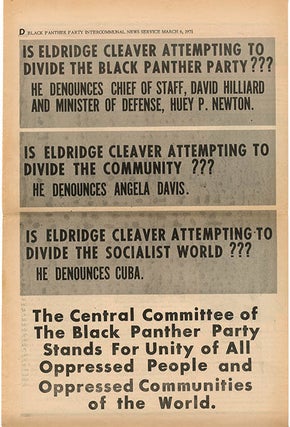 The Black Panther Black Community News Service Volume VI, #6 (Berkeley, CA: March 6, 1971).