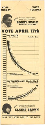 Item #39841 An original Black Panther Party door hanger promoting Bobby Seale’s campaign for...