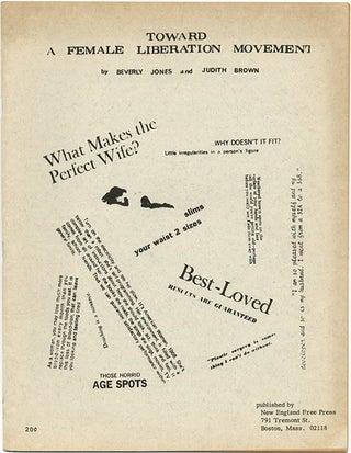 Item #39842 Toward A Female Liberation Movement. Beverly FEMINISM. JONES, Judith BROWN