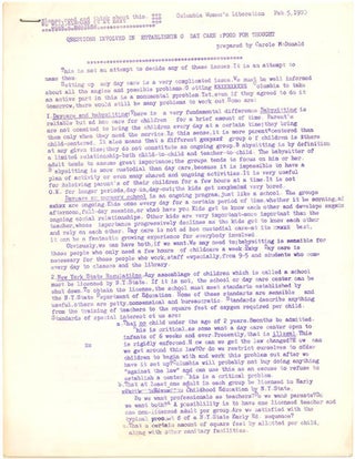 Columbia Women’s Liberation, c. 1970.