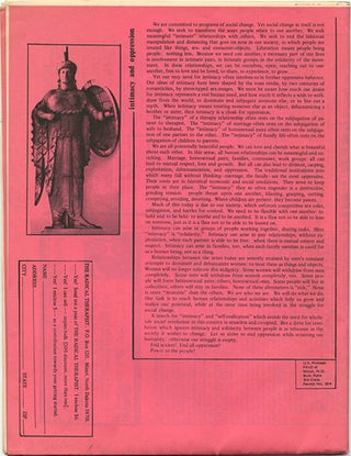 THE RADICAL THERAPIST Volume 1, #3, Special Issue: Women (Minot, North Dakota: The Radical Therapist, August-September, 1970).