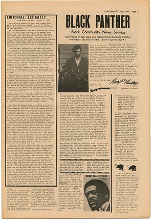 “Peace and Freedom Party Grows” in CHALLENGE The Revolutionary Newspaper Vol. V, #2 (NY: Progressive Labor Party, May 1968).