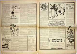 “A Vote for Revolution”, a front cover story by John Bryan (and others) on the Peace and Freedom Party rally held in Elysian Park, featuring speakers Eldridge Cleaver and Dick Gregory, in OPEN CITY Weekly Review of the Los Angeles Renaissance #64 (LA: August 9, 1968).