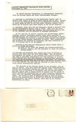 Item #39881 Weather Underground Bombs Anaconda, September 11, 1974. WEATHER UNDERGROUND
