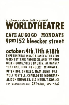 Item #39902 Flyer announcing “World Theatre” presented by H. Solomon & Steve Balkin at the...