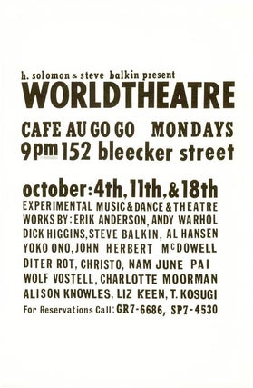 Item #39902 Flyer announcing “World Theatre” presented by H. Solomon & Steve Balkin at...