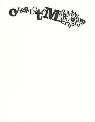 Item #39921 A sheet of Charlotte Moorman’s printed stationery with Fluxus-style letterhead....