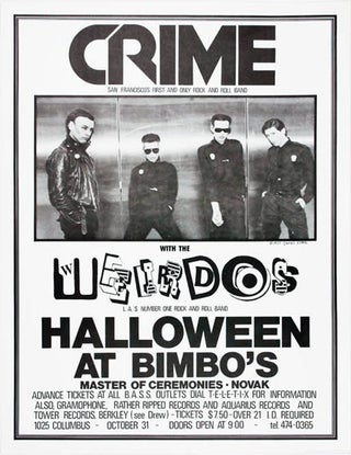 Item #39958 Original James Stark-designed poster announcing a Halloween gig with Crime and The...