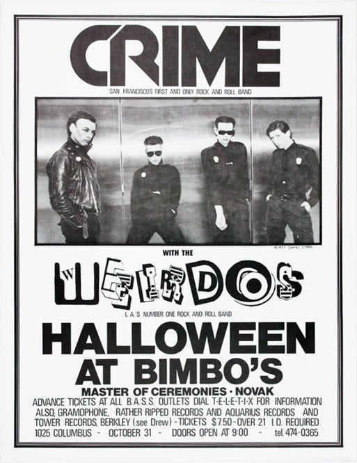 Item #39958 Original James Stark-designed poster announcing a Halloween gig with Crime and The Weirdos at Bimbo’s, San Francisco, October 31 (1979). CRIME.