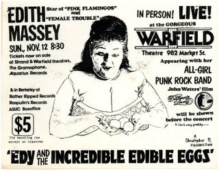 Item #39968 An original flyer announcing Edith Massey with her All-Girl Punk Rock Band (“Edy...